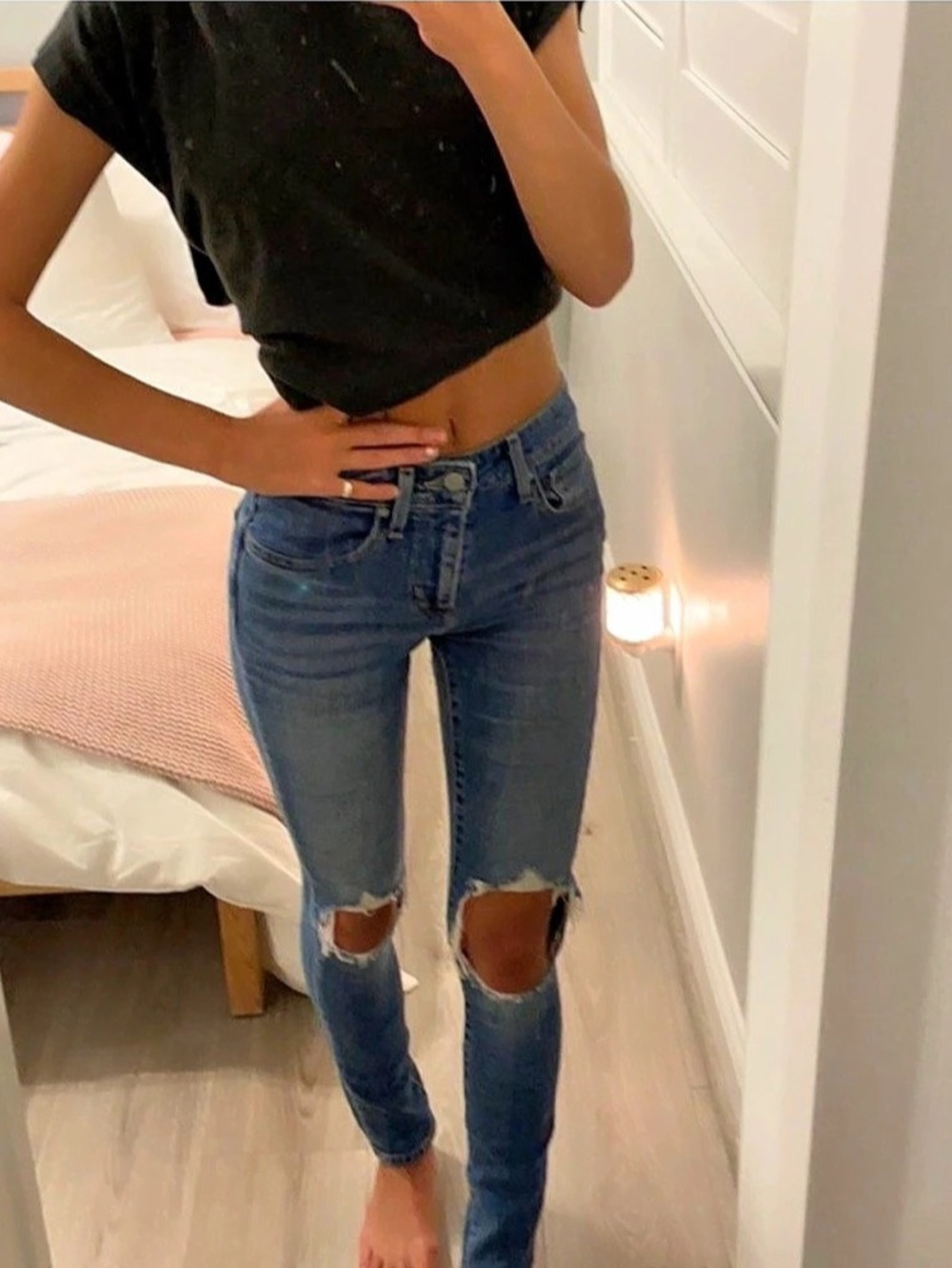 Levi's High Rise Skinny Jeans Blue Distressed